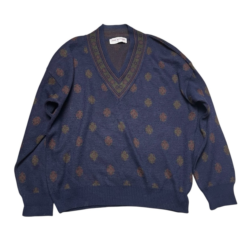 Vintage 90s John Ashford Italian Made Sweater Men’s XL Multicolor Wool Blend